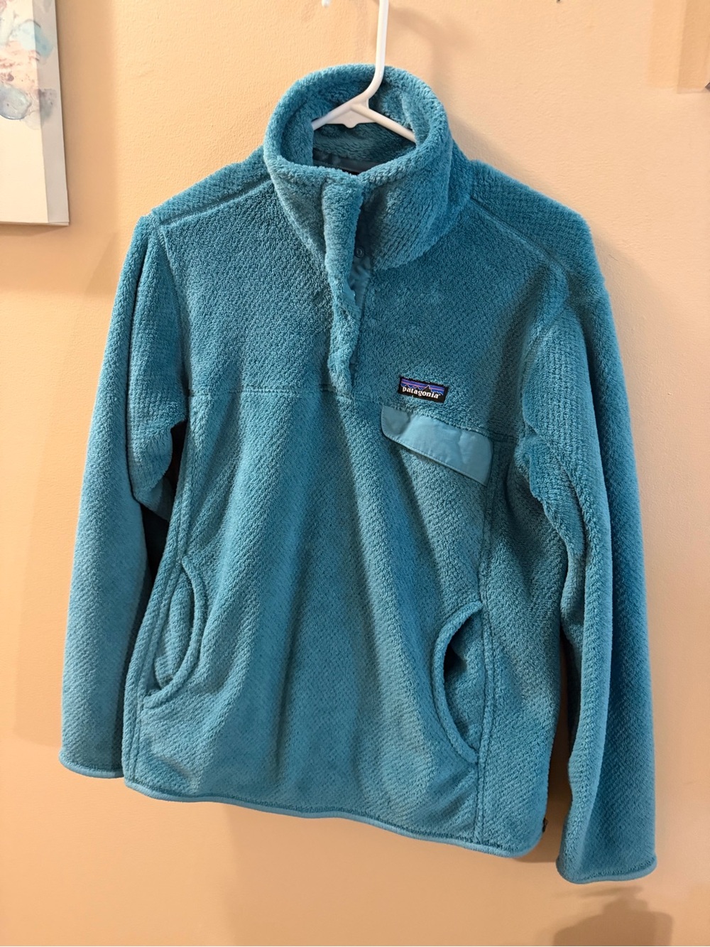 Patagonia Teal Quarter-Snap Fleece Pullover size L